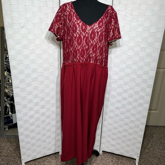 Lane Bryant Formal Ankle Wide Leg Jumpsuit Size 20 Lace Detail Pockets Zip Up - Picture 6 of 13